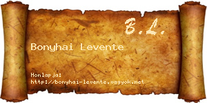 Bonyhai Levente névjegykártya